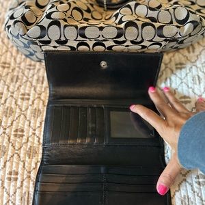 Black and Gray Coach Bag and Wallet